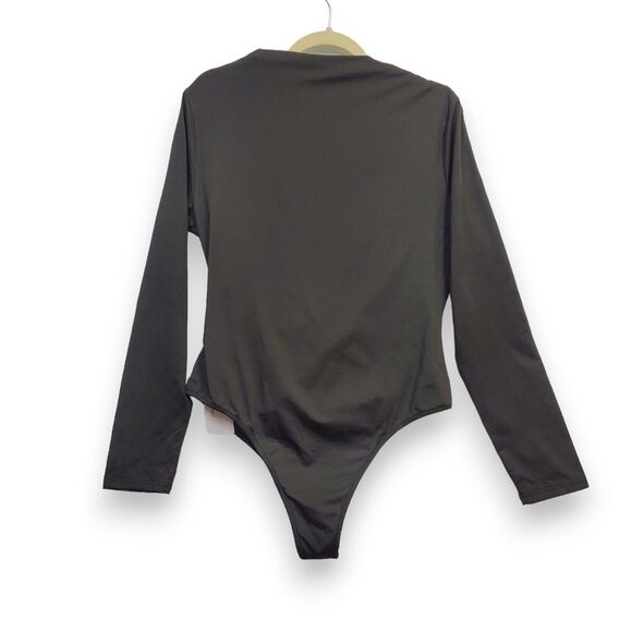 Lily Coco Women's Classic Black Ruched Bodysuit Size XL Long Sleeve - Picture 4 of 12